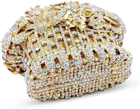 Basket Purse Sparkly Rhinestone Evening Clutch Wedding Party Cocktail Bags for Women Elegant Handbags