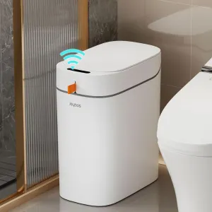Bathroom Trash Can with Lid, 2.2 Gallon Automatic Touchless Motion Sensor Small Garbage Can, Smart Slim Trash Bin for Kitchen, Office, Bedroom, Living Room, 7 Rolls of Trash Bags
