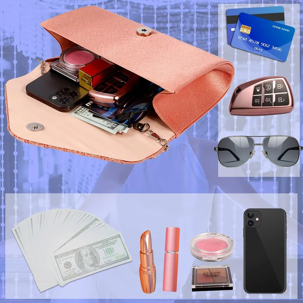 BBjinronjy Clutch Purses for Women Evening Bag Formal Rhinestone Handbags for Wedding Party Cocktail Prom Dinner