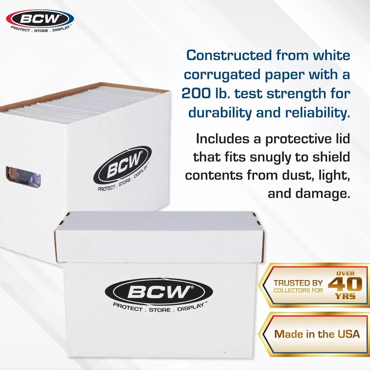 BCW Short Comic Storage Box - 10 Pack | Holds 150-175 Current/Silver Age Comics | Stackable, Durable 200 lb. Strength