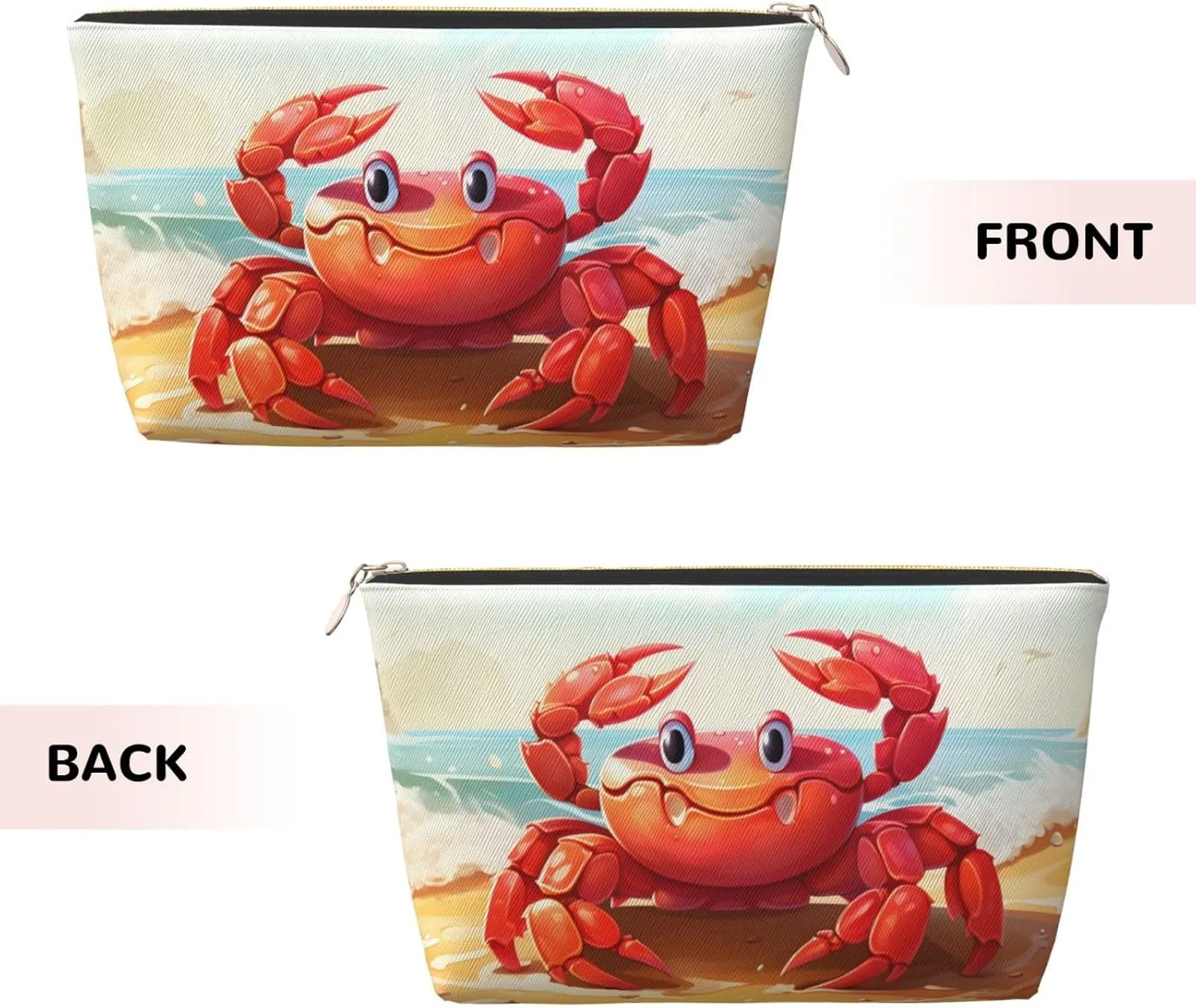 Beach Crab Makeup Bag Waterproof Cosmetic Bag Organizer Small Make Up Zipper Pouch Portable Travel Toiletry Bag For Women Girls