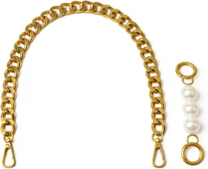 BEAULEGAN Chunky Purse Chain Handles - Short Strap Replacement for Handbag Set of 2, 17.7 & 5 Inches Long