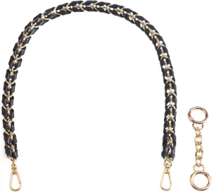 Beaulegan Purse Chain Handles - Short Strap Microfiber Leather - Replacement for Handbag or Shoulder Bag Set of 2, 23.6 Inch Long(Gold)