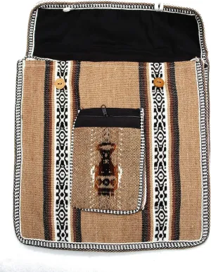 Beige South American Peruvian Cross Body Messenger Bag Purse Stripes Llama Alpaca Wool Hippie (Beige)