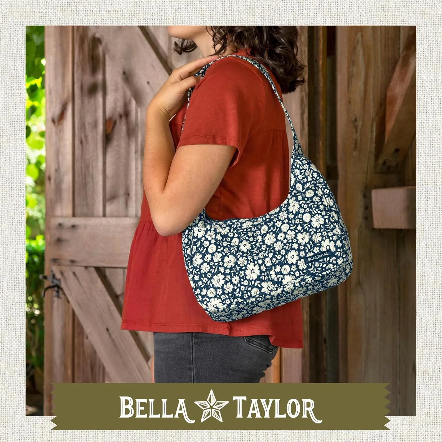 Bella Taylor Blakely - Hobo Shoulder Bag for Women - Lightweight Quilted Fabric Purse with Pockets