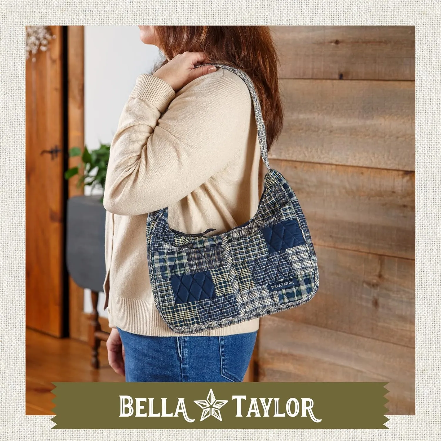 Bella Taylor Blakely - Hobo Shoulder Bag for Women - Lightweight Quilted Fabric Purse with Pockets