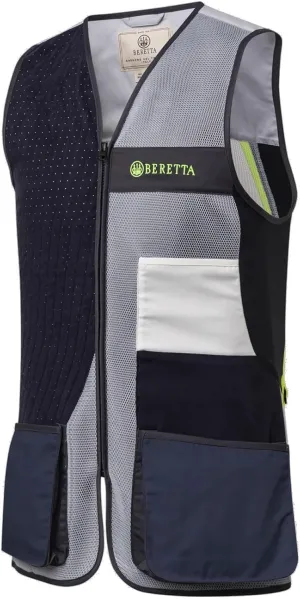Beretta Men's Uniform Pro 20.20 Breathable Slim Fit Microsuede Patch Front Zip Competition Clay Shooting Mesh Vest w/ Pockets
