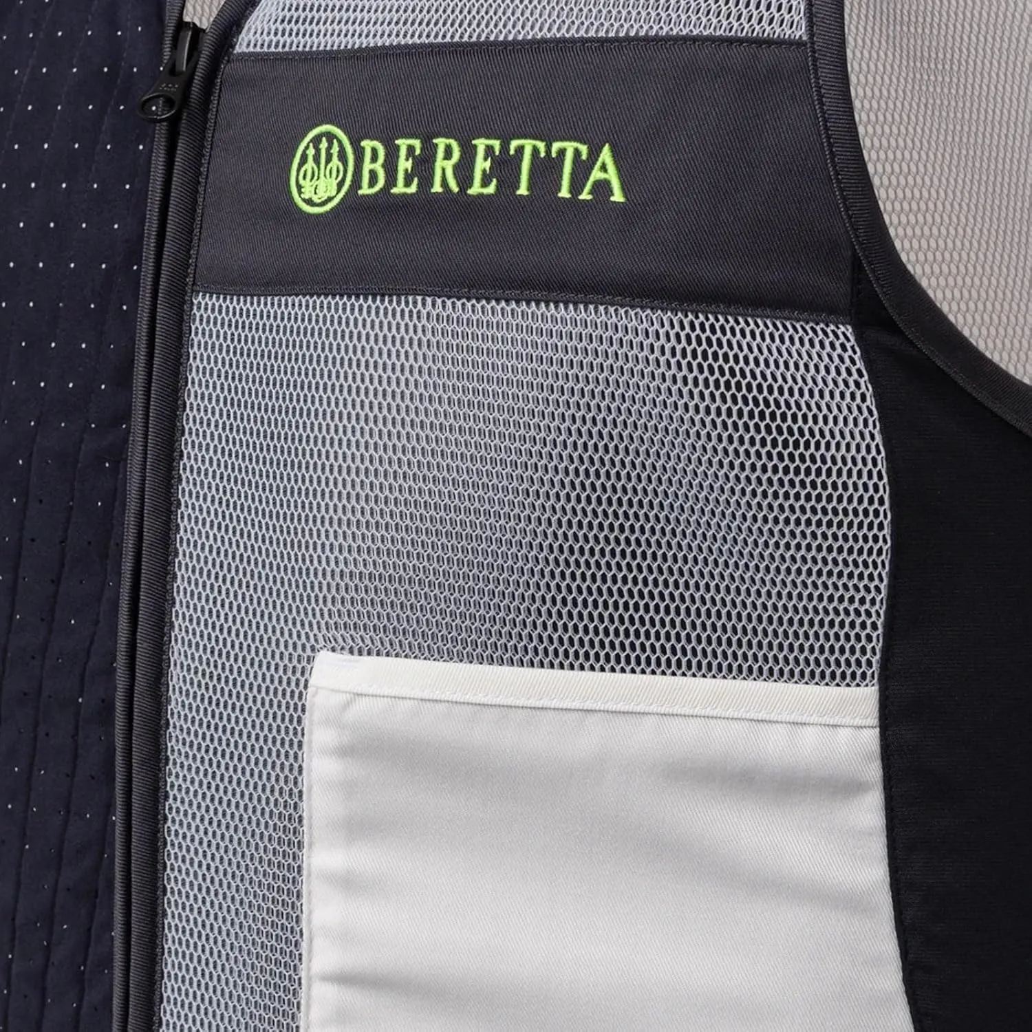 Beretta Men's Uniform Pro 20.20 Breathable Slim Fit Microsuede Patch Front Zip Competition Clay Shooting Mesh Vest w/ Pockets