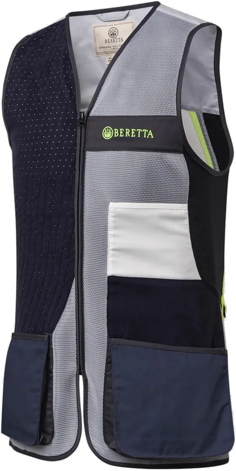 Beretta Men's Uniform Pro 20.20 Breathable Slim Fit Microsuede Patch Front Zip Competition Clay Shooting Mesh Vest w/ Pockets