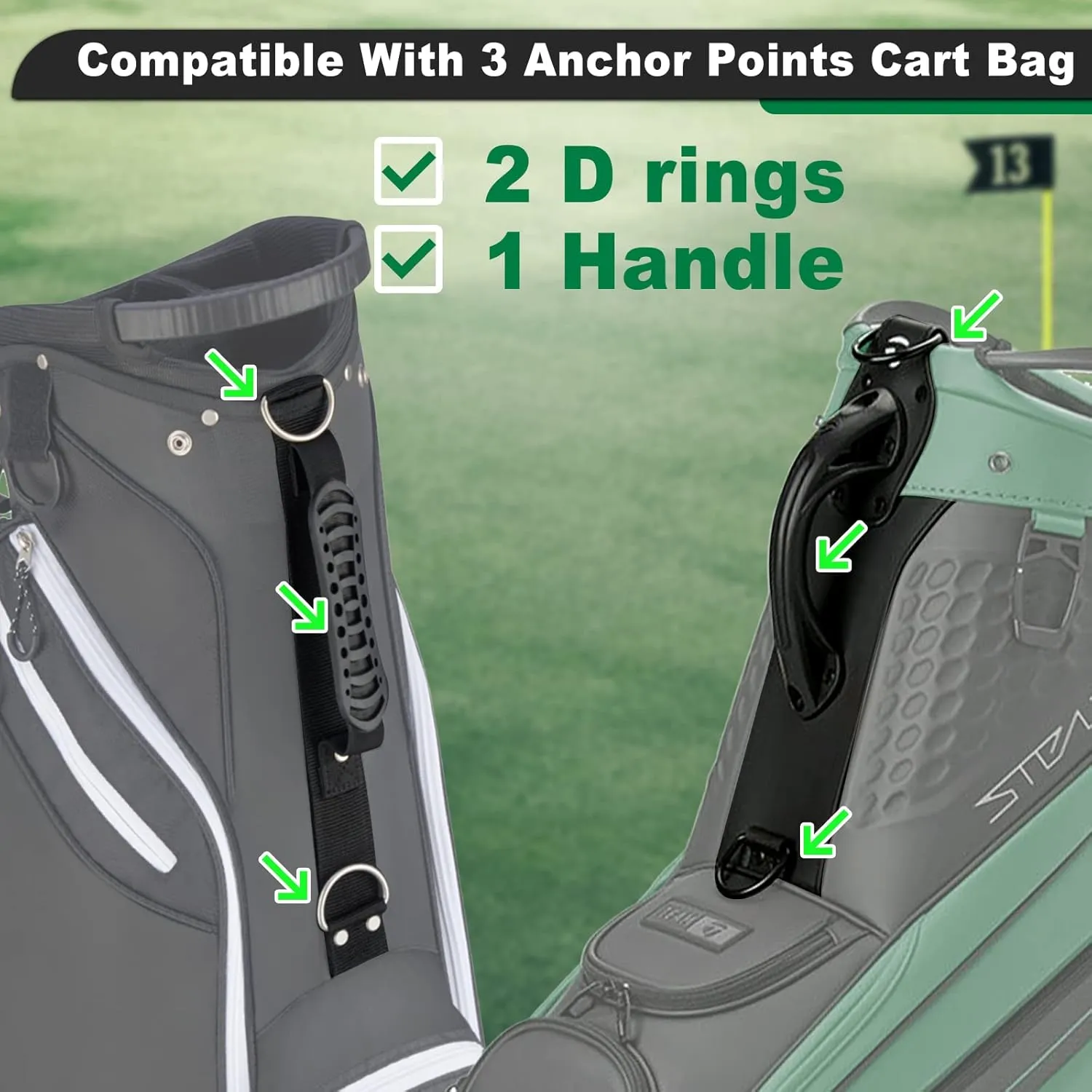 BIG TEETH Golf Bag Straps Swivel Backpack Straps Golf Bag Double Strap, Backpack Straps Replacement Adjustable Bag Strap