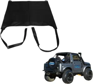 Bikini Soft Top With Straps Black Denim Compatible With Suzuki Samurai 1986-1995