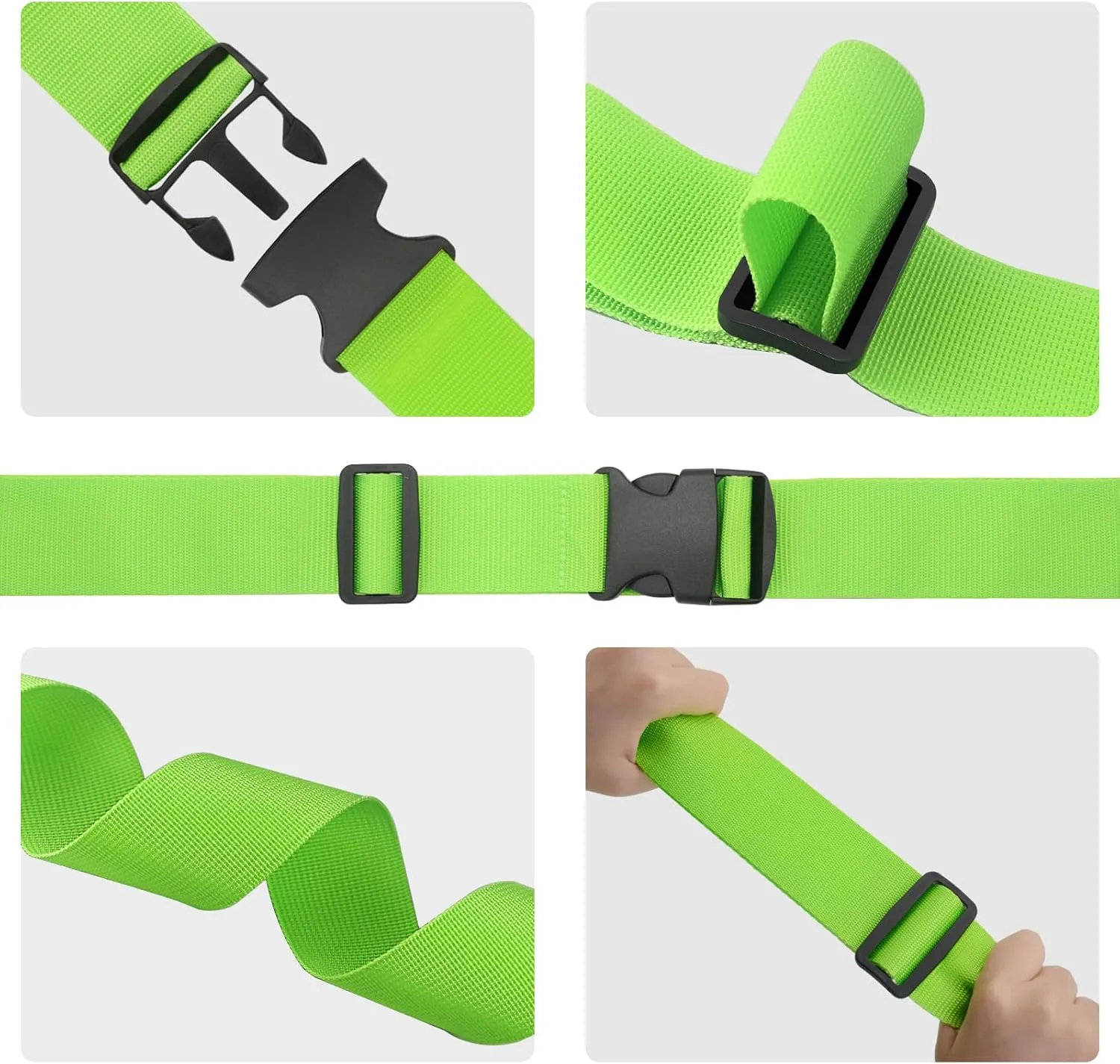 BILIONE 4 Pack Luggage Straps 79" Long Belts Keep Suitcase Secure While Traveling, TSA Approved Add a Bag Premium Accessory for Travel Bag Closure (2PCS Blue   2PCS Green)
