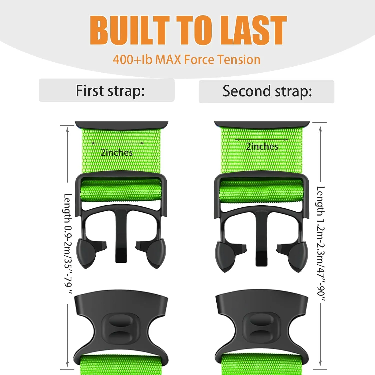 BILIONE Luggage Straps TSA Approved Add a Bag Premium Accessory for Travel Bag Closure (Mixed Color, 4)