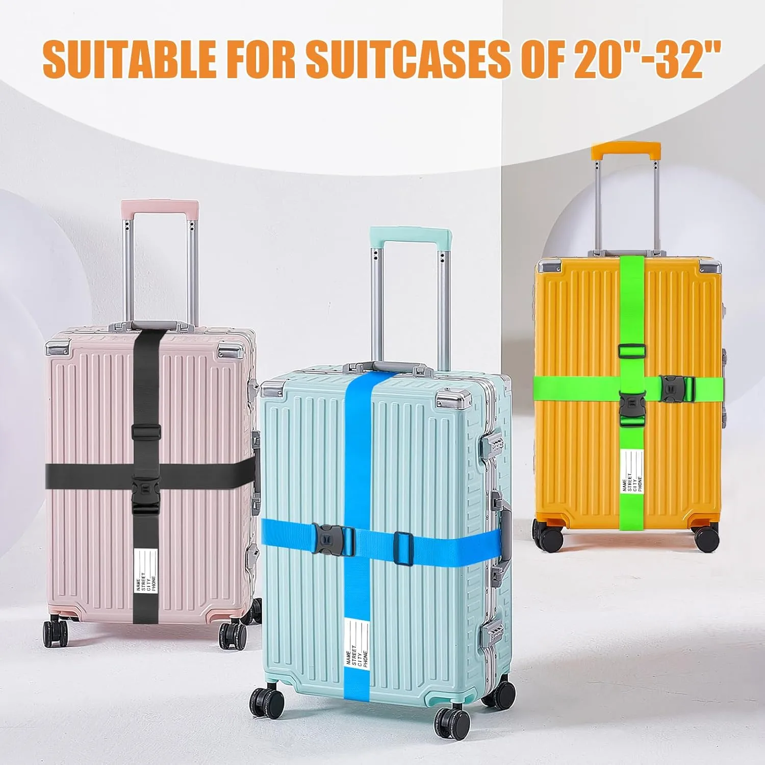BILIONE Luggage Straps TSA Approved Add a Bag Premium Accessory for Travel Bag Closure (Mixed Color, 4)