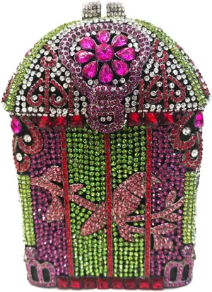 Bird Cage Rhinestone Evening Bag Sparkly Crystal Clutch Purse Wedding Handbag Prom Party Shoulder Bags