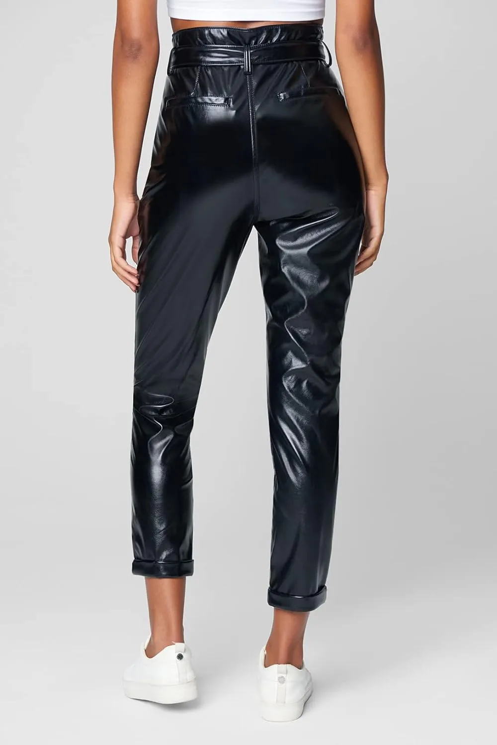 [BLANKNYC] womens Womens Vegan Leather Pant With Straps, Comfortable & Fitting, Casual Overalls