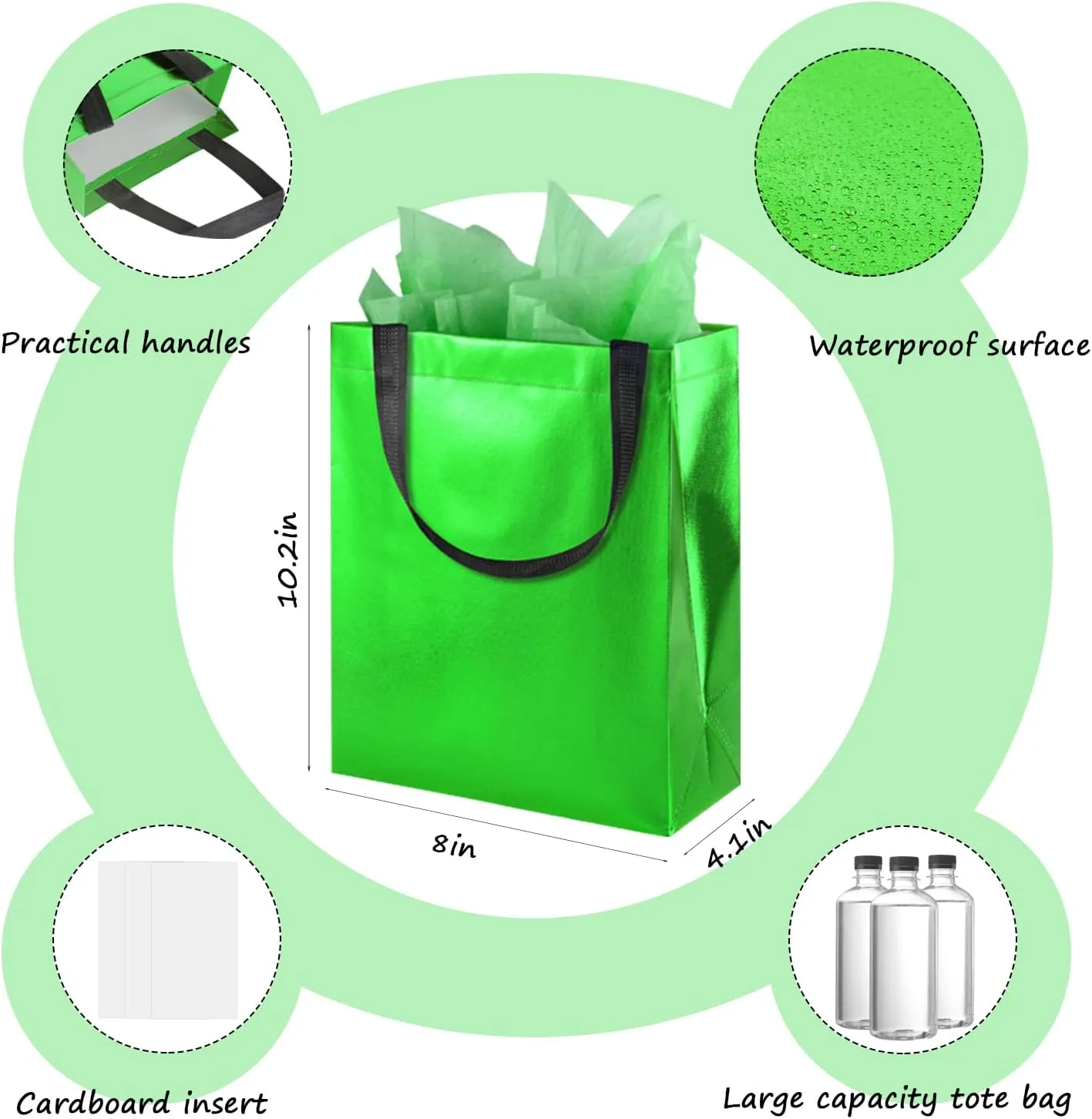 BLEWINDZ 18Pcs Gift Bags Medium Size with 18 Tissues - 10.2 "Reusable Sparkly Party Favor Bags for Christmas, Birthday, Baby shower, Weddings, Shopping