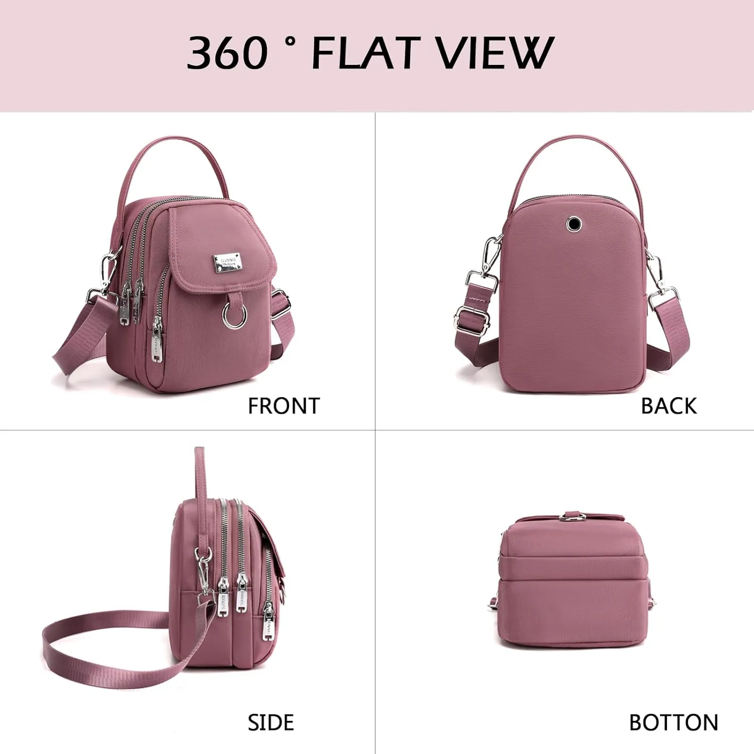 Blostirno Small Crossbody Purse Bag Shoulder Bags for Women Multi Pocket Messenger Bag Cell Phone Handbags Wallet Tiny Purse
