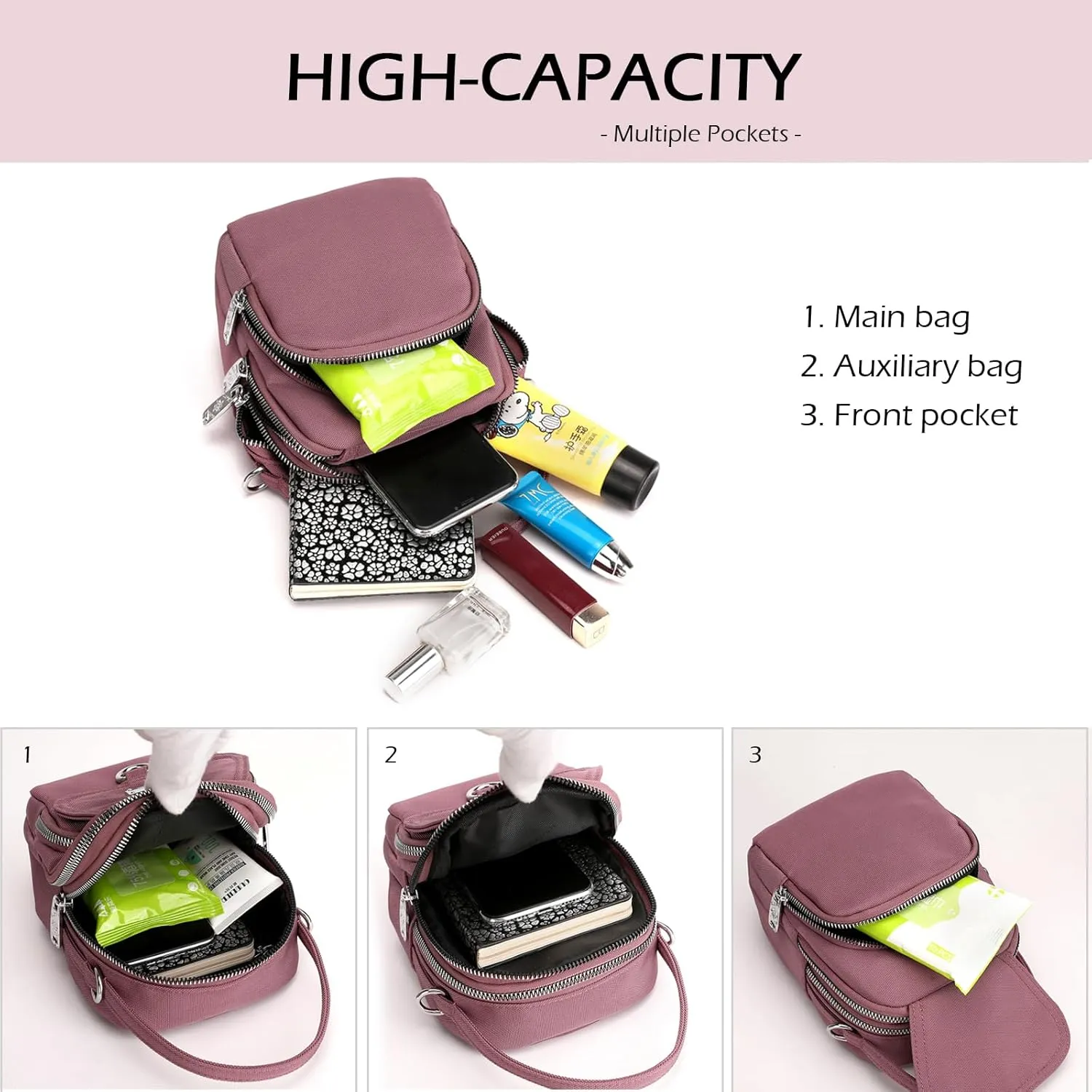 Blostirno Small Crossbody Purse Bag Shoulder Bags for Women Multi Pocket Messenger Bag Cell Phone Handbags Wallet Tiny Purse