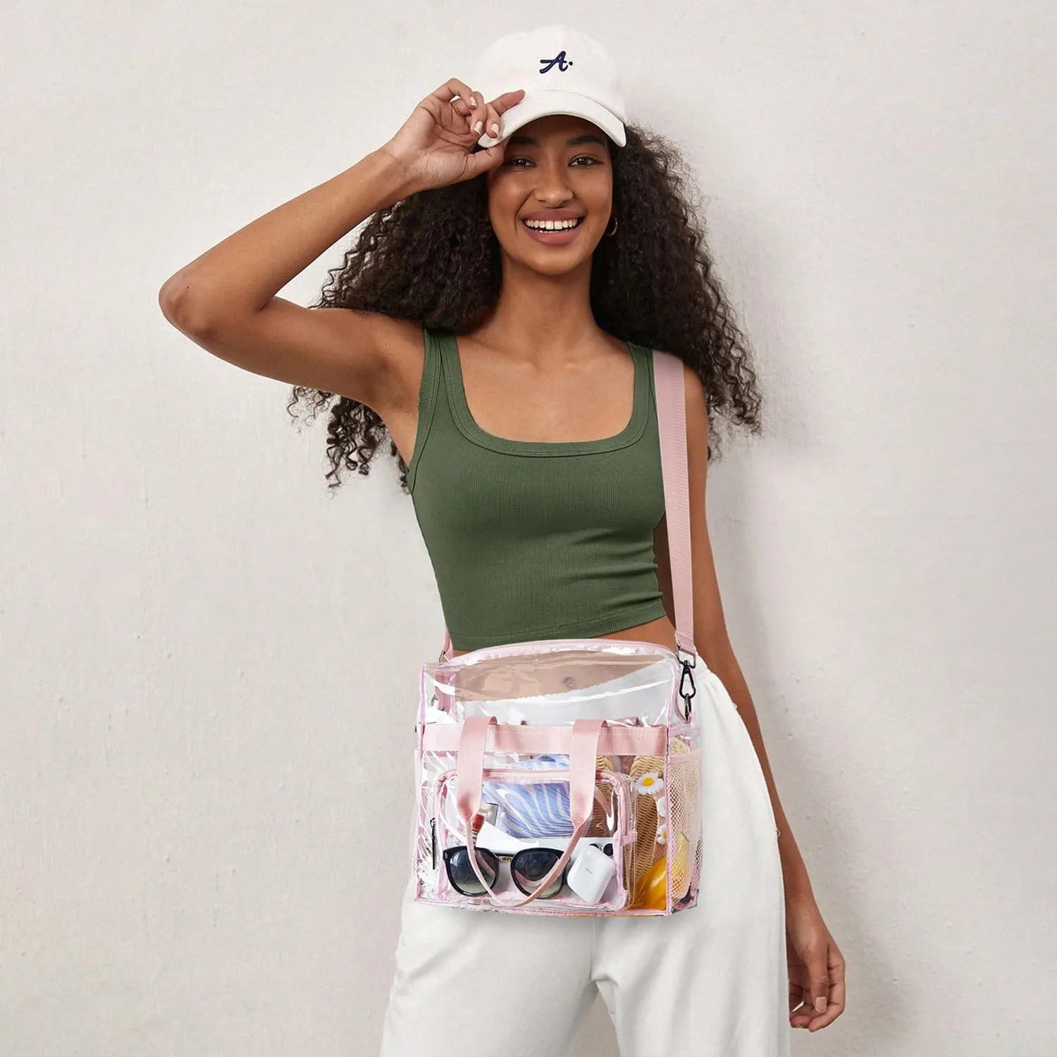 Bluome Clear Bag For Stadium Events 12×6×12 Crossbody Beach Lunch Tote Transparent Bag Purse Stadium Approved For Women Men