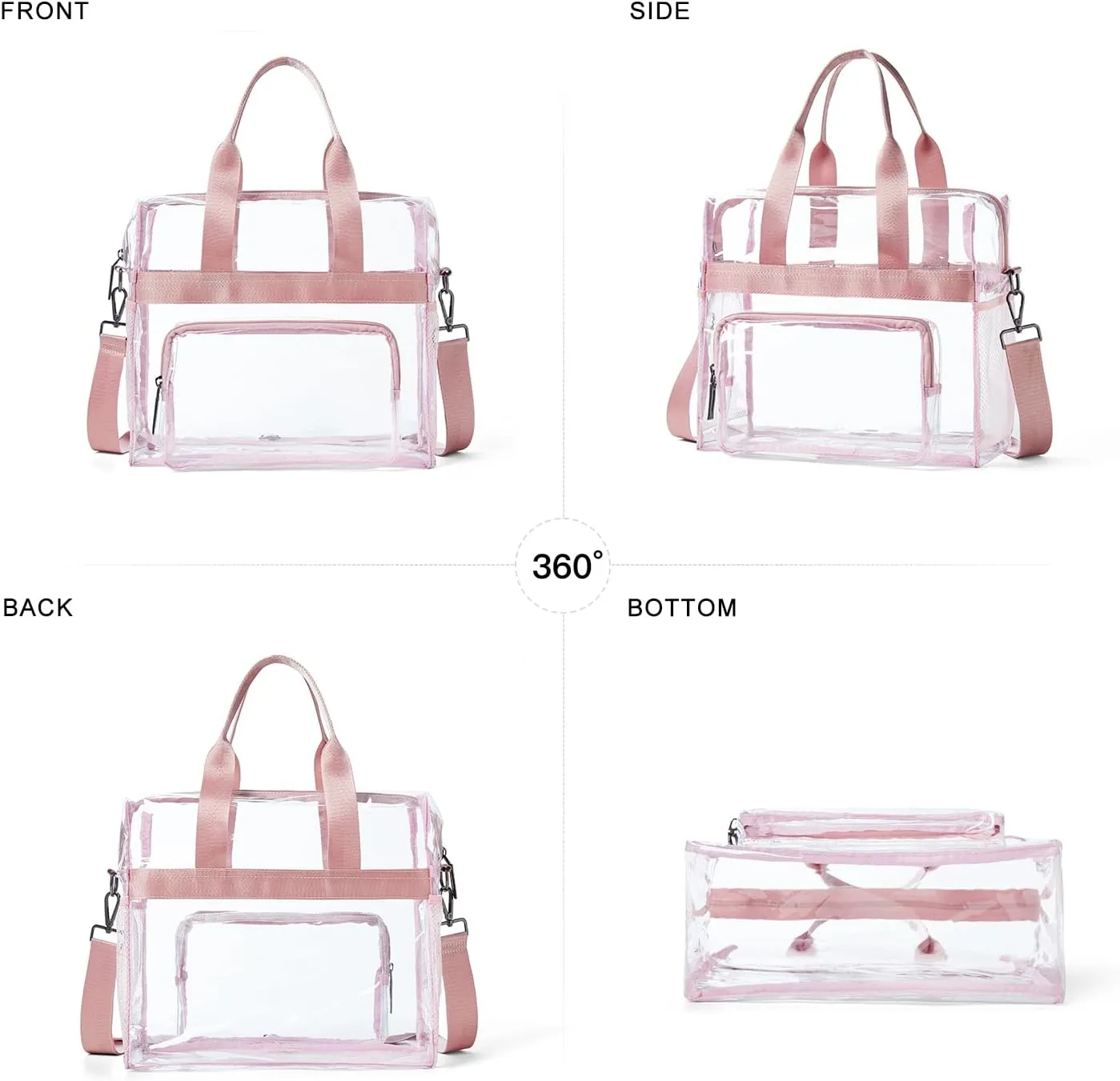 Bluome Clear Bag For Stadium Events 12×6×12 Crossbody Beach Lunch Tote Transparent Bag Purse Stadium Approved For Women Men