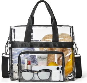 Bluome Clear Bag For Stadium Events 12×6×12 Crossbody Beach Lunch Tote Transparent Bag Purse Stadium Approved For Women Men
