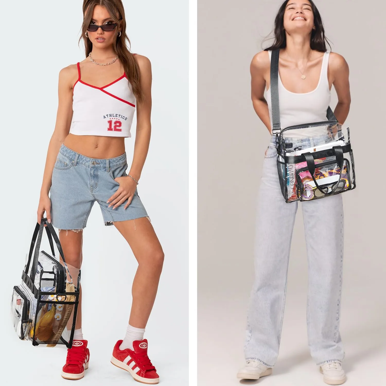 Bluome Clear Bag For Stadium Events 12×6×12 Crossbody Beach Lunch Tote Transparent Bag Purse Stadium Approved For Women Men