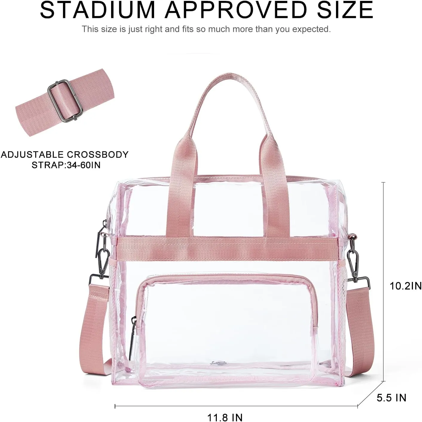 Bluome Clear Bag For Stadium Events 12×6×12 Crossbody Beach Lunch Tote Transparent Bag Purse Stadium Approved For Women Men
