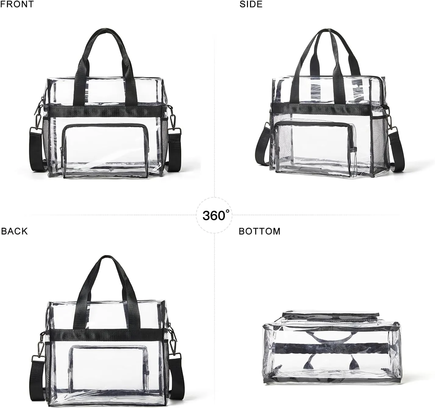 Bluome Clear Bag For Stadium Events 12×6×12 Crossbody Beach Lunch Tote Transparent Bag Purse Stadium Approved For Women Men
