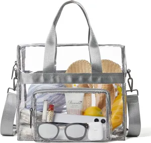 Bluome Clear Bag For Stadium Events 12×6×12 Crossbody Beach Lunch Tote Transparent Bag Purse Stadium Approved For Women Men