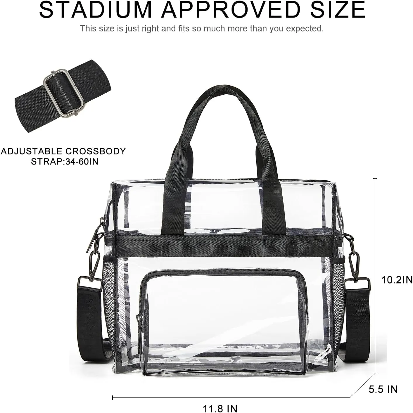 Bluome Clear Bag For Stadium Events 12×6×12 Crossbody Beach Lunch Tote Transparent Bag Purse Stadium Approved For Women Men