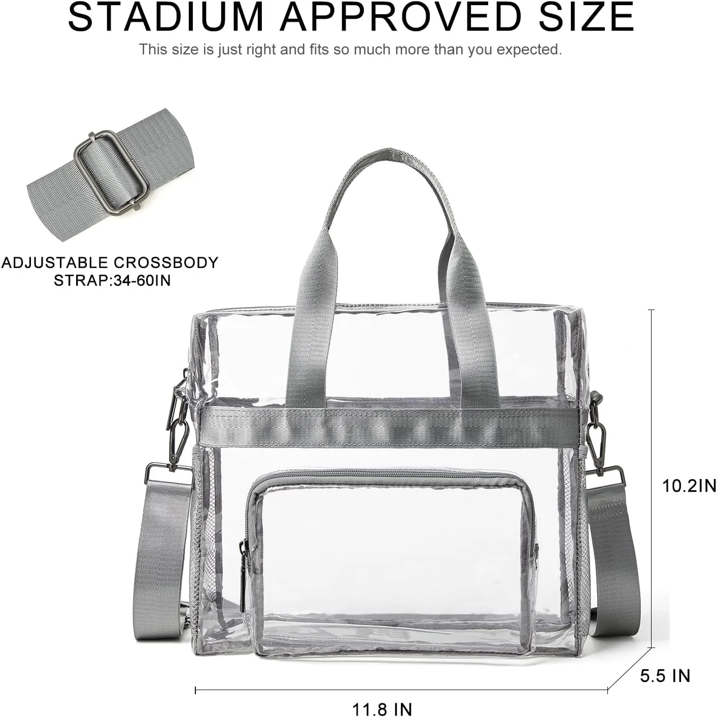 Bluome Clear Bag For Stadium Events 12×6×12 Crossbody Beach Lunch Tote Transparent Bag Purse Stadium Approved For Women Men