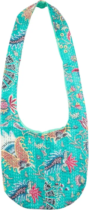 Bops Handcrafted, Unique, Kantha Fabric Sling Bag, Ladies Purse, Crossbody Boho Bag, Shopping Bag, Travel, for Women