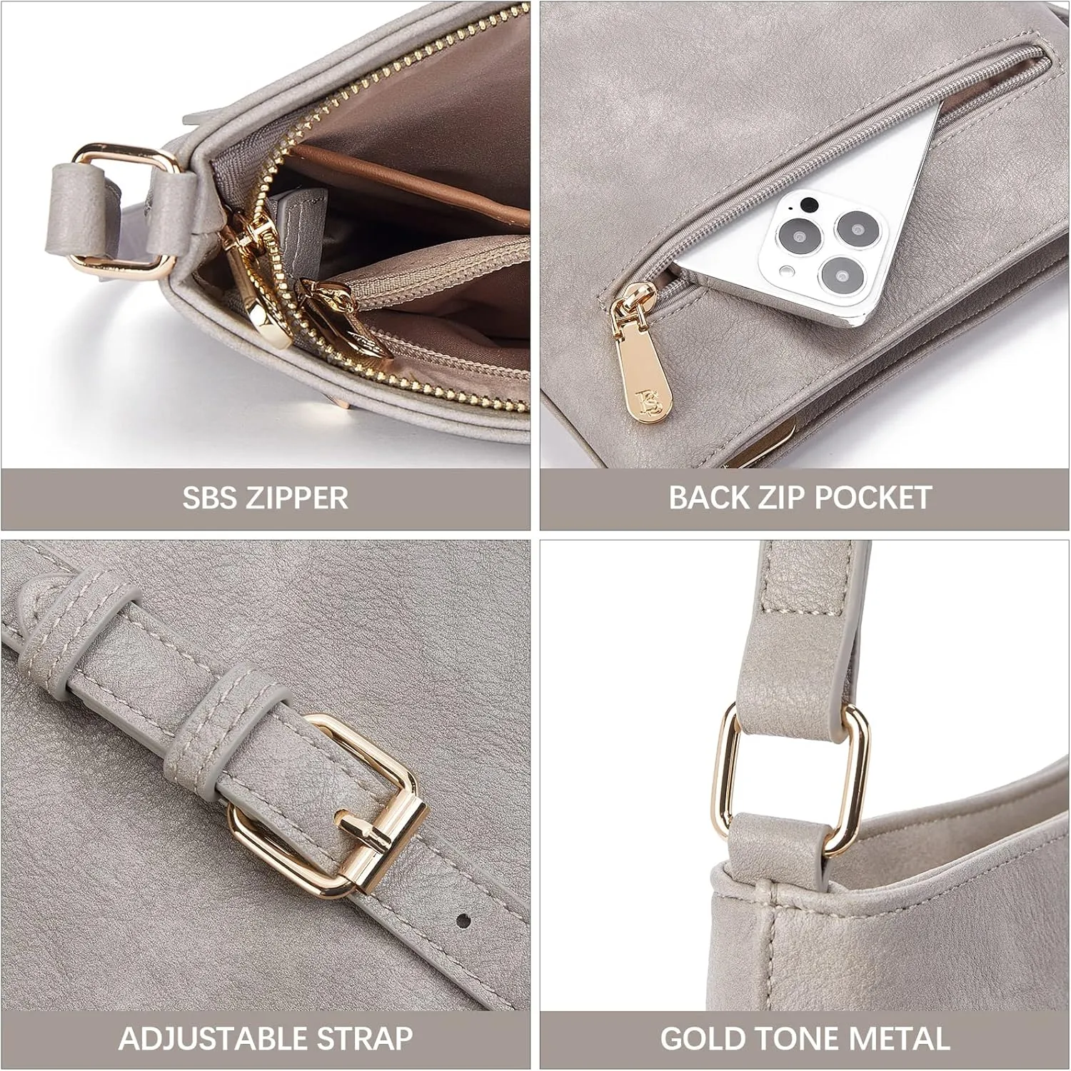 BOSTANTEN Crossbody Bags Purses for Women Trendy Soft Vegan Leather Shoulder Handbags with Adjustable Strap Zipper Pocket