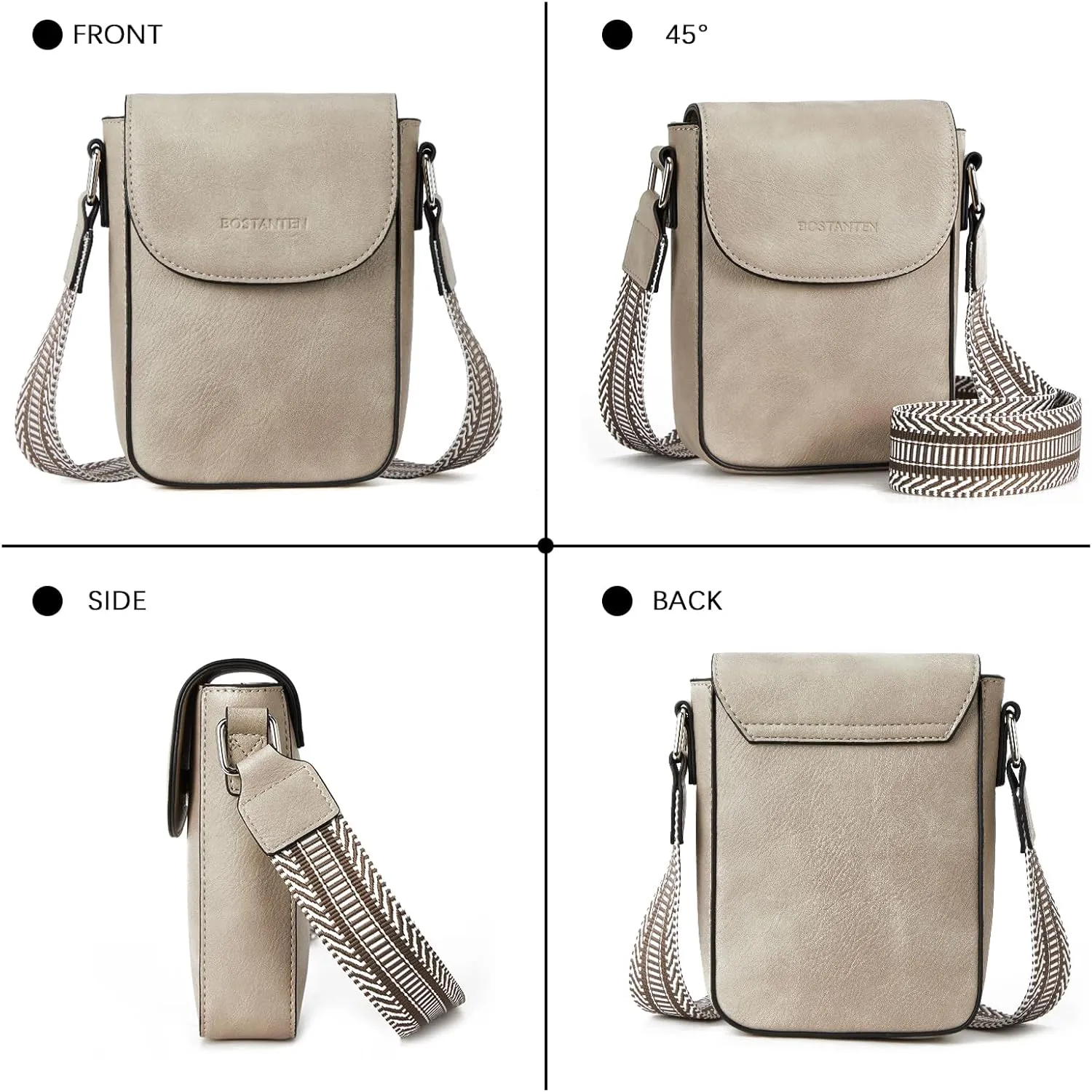 BOSTANTEN Small Crossbody Bags for Women Cell Phone Purse Leather Wallet Handbags with Card Slots
