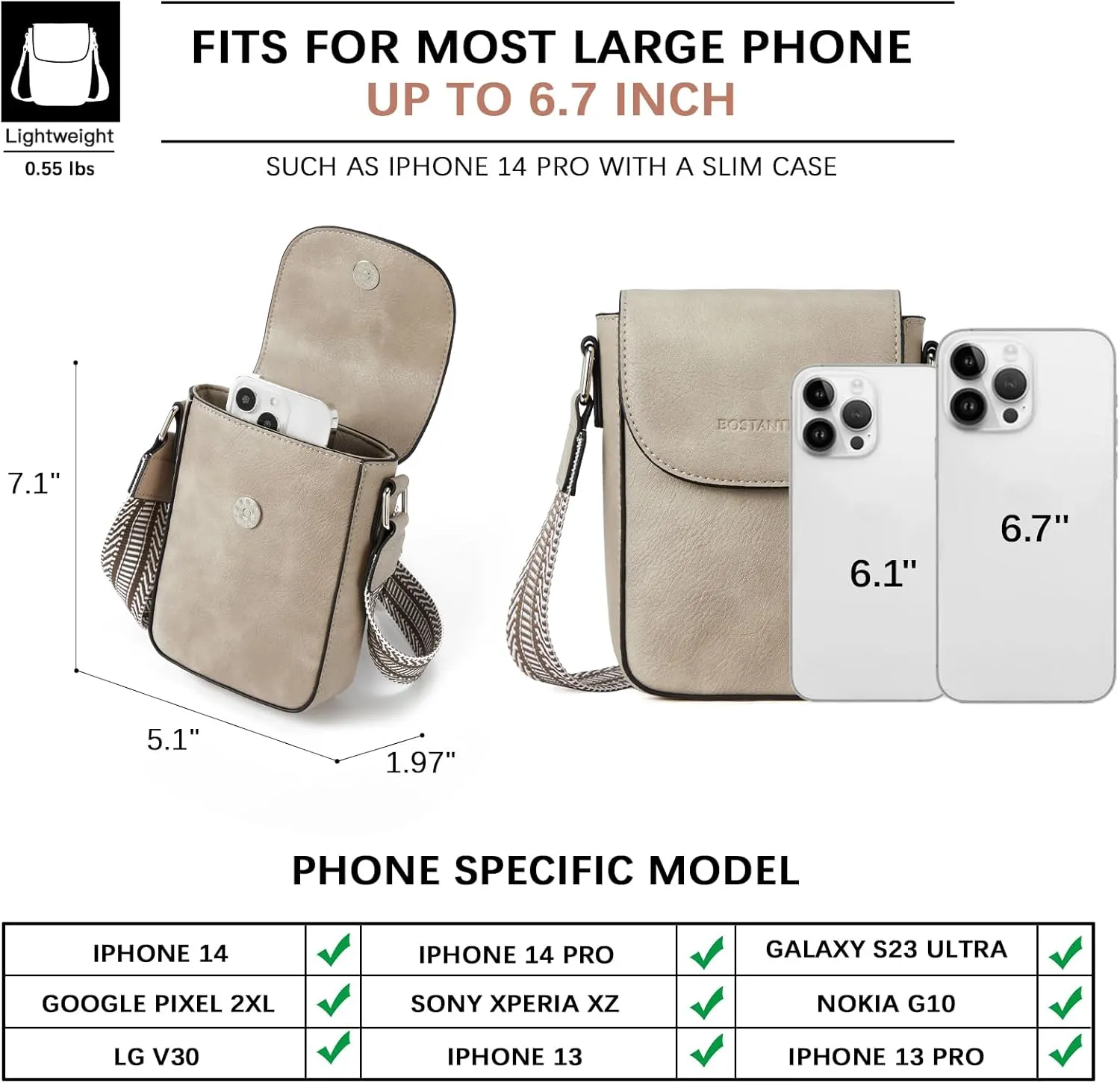 BOSTANTEN Small Crossbody Bags for Women Cell Phone Purse Leather Wallet Handbags with Card Slots