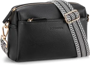 BOSTANTEN Small Crossbody Purse for Women Triple Zip Cell Phone Leather Handbag with Colored Shoulder Strap