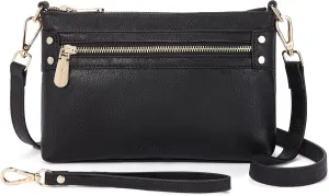 BOSTANTEN Small Crossbody Purse Leather Wristlet Purses for Women with Zipper Pocket Casual Clutch Bags