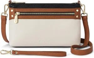 BOSTANTEN Small Crossbody Purse Leather Wristlet Purses for Women with Zipper Pocket Casual Clutch Bags