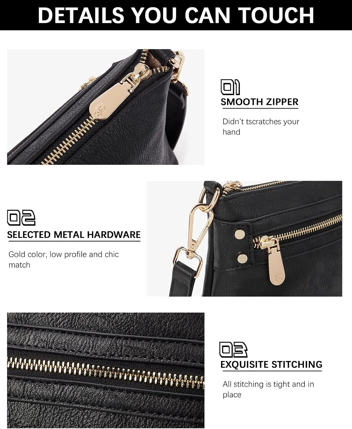 BOSTANTEN Small Crossbody Purse Leather Wristlet Purses for Women with Zipper Pocket Casual Clutch Bags