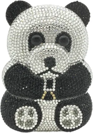 Boutique De FGG Bear Evening Bags and clutches for Women Formal Crystal Clutch Purse Party Animal Rhinestone Handbags,Mini