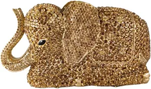 Boutique De FGG Elephant Crystal Clutch Bags Women Animal Rhinestone Evening Handbags Bridal Party Crystal Clutch Purse,Mini