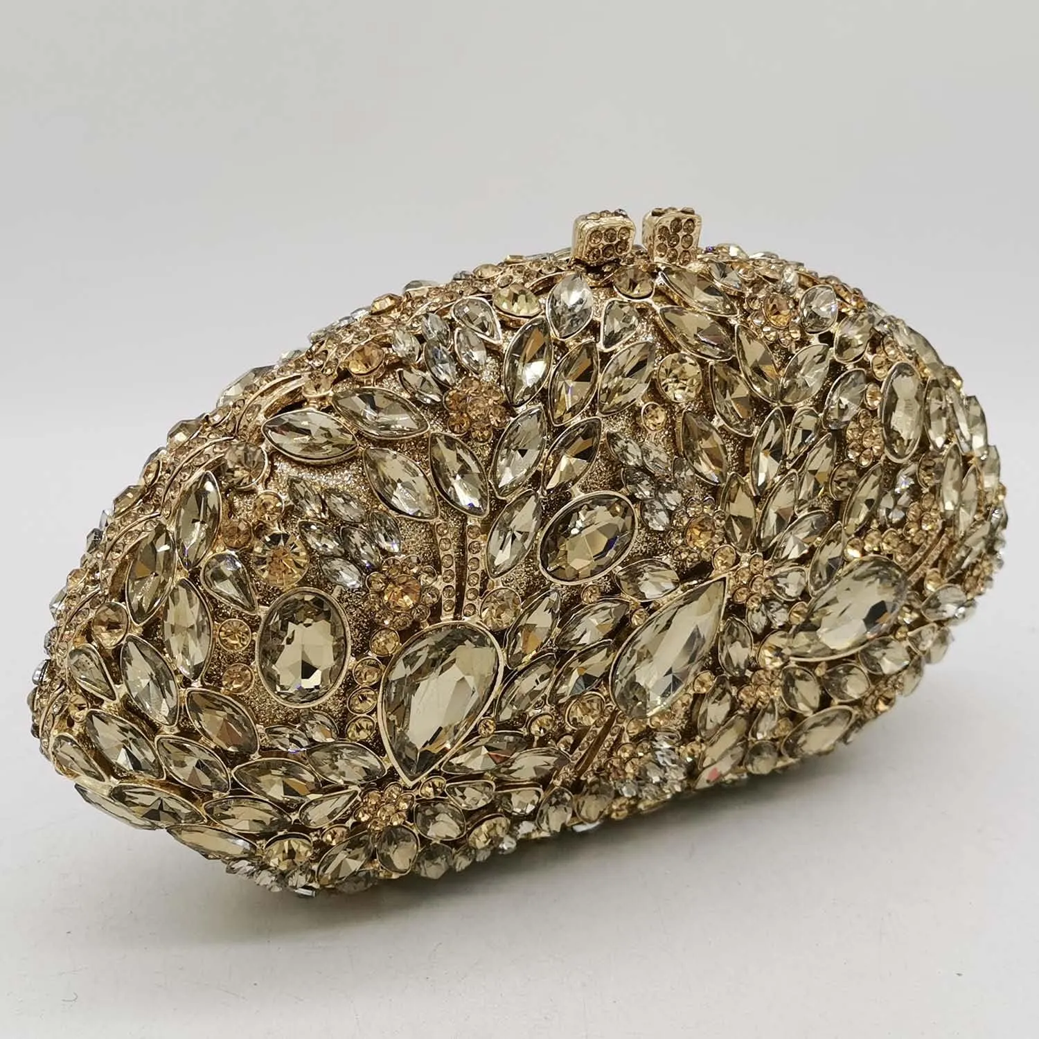 Boutique De FGG Flower Evening Bags for Women Formal Rhinestone Clutch Purse Wedding Party Prom Crystal Clutch Handbag,Mini