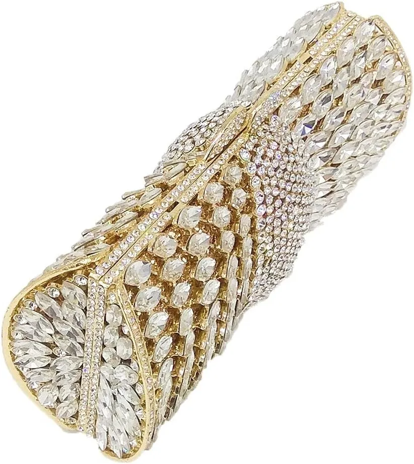 Boutique De FGG Sparkly Crystal Clutch Purse for Women Evening Bags with Spikes Wedding Party Rhinestone Clutch Handbag,Mini