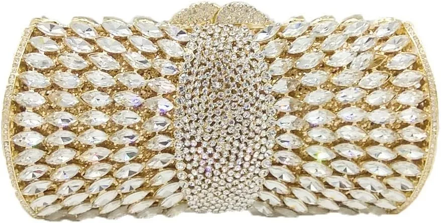 Boutique De FGG Sparkly Crystal Clutch Purse for Women Evening Bags with Spikes Wedding Party Rhinestone Clutch Handbag,Mini