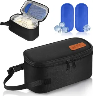 Breast Milk Cooler Travel Bag,Portable Insulated Bag with 2 Ice Packs,Holds 5-7 Frozen Milk,Fits Narrow Breast Milk Storage Bags, Essential for Nursing Moms Travel/Daycare,Thickened Version