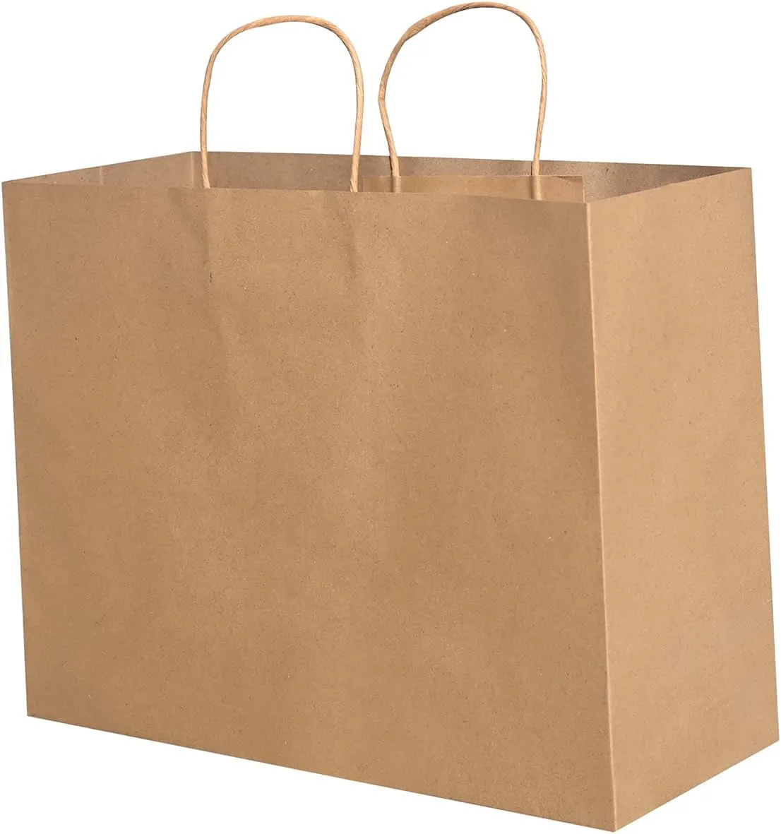 Brothersbox Large Brown Paper Bags with Handles 100PCS Kraft Gift Bags Bulk, 16 * 6 * 12 Inch for Birthday Party Grocery Retail Shopping Business