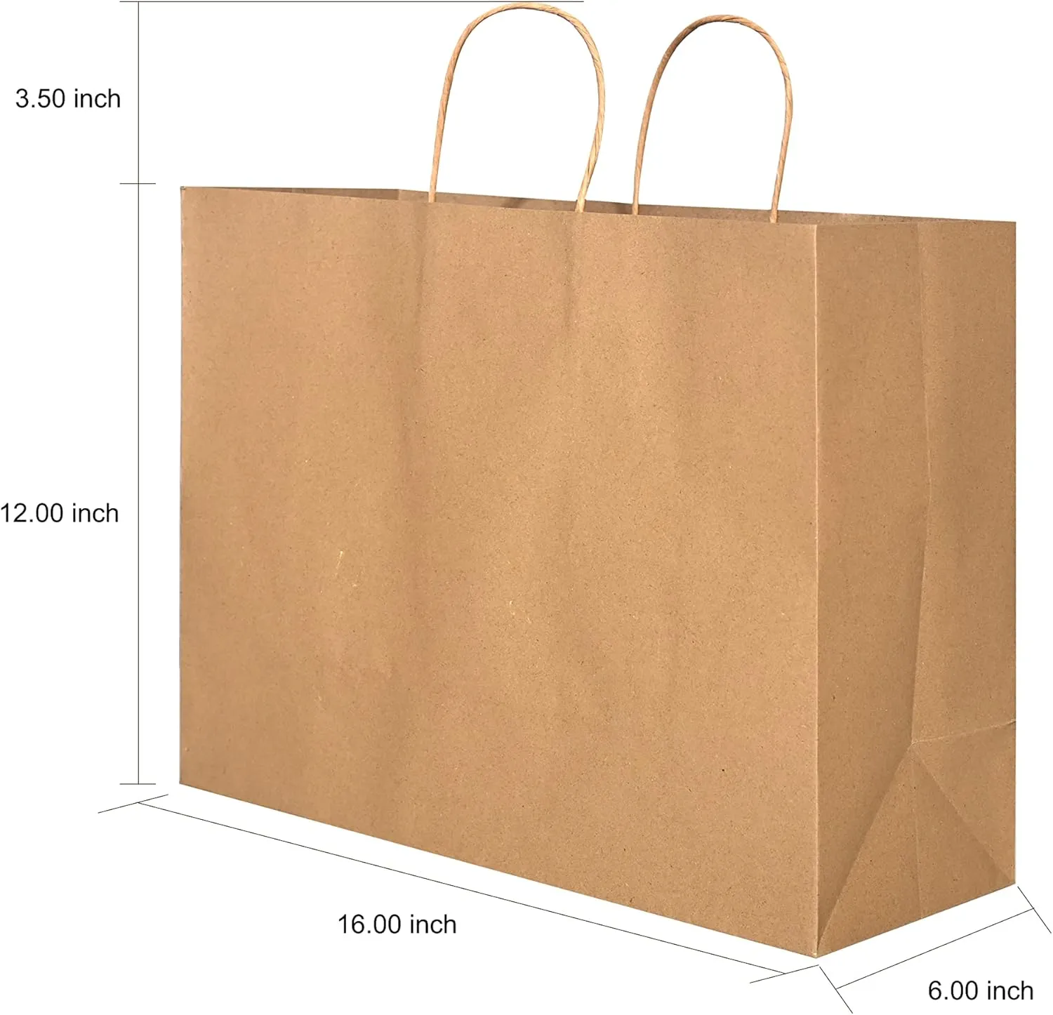 Brothersbox Large Brown Paper Bags with Handles 100PCS Kraft Gift Bags Bulk, 16 * 6 * 12 Inch for Birthday Party Grocery Retail Shopping Business