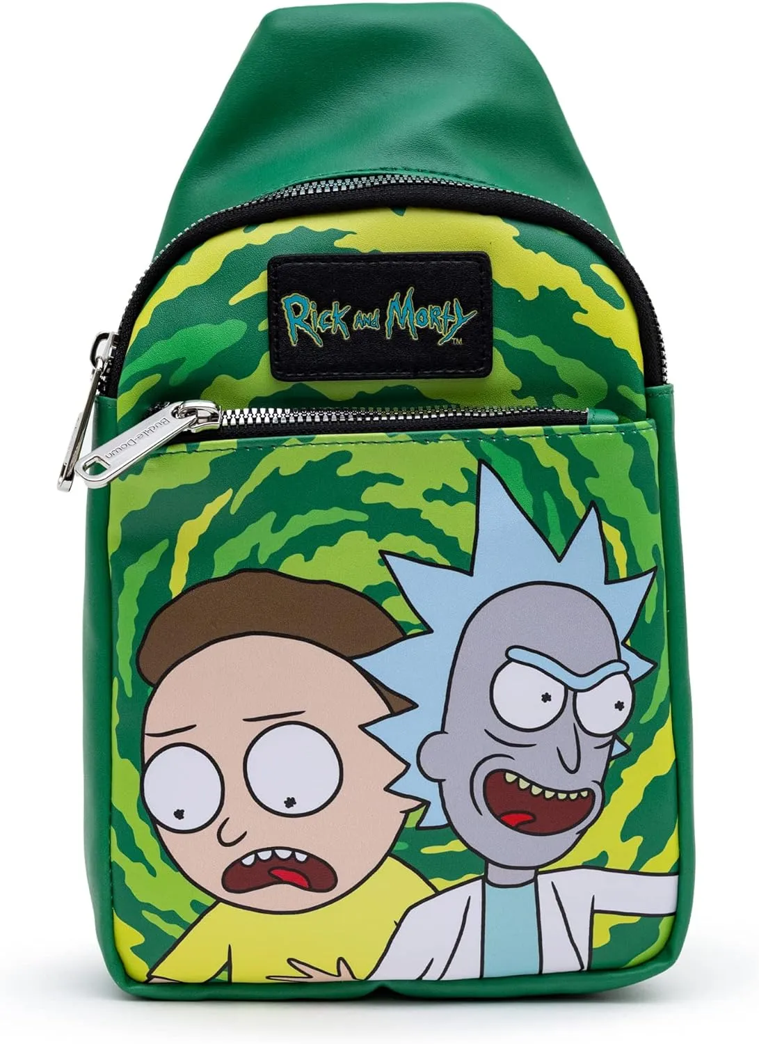 Buckle-Down Rick and Morty Vegan Leather Crossbody Sling Bag with Adjustable Straps