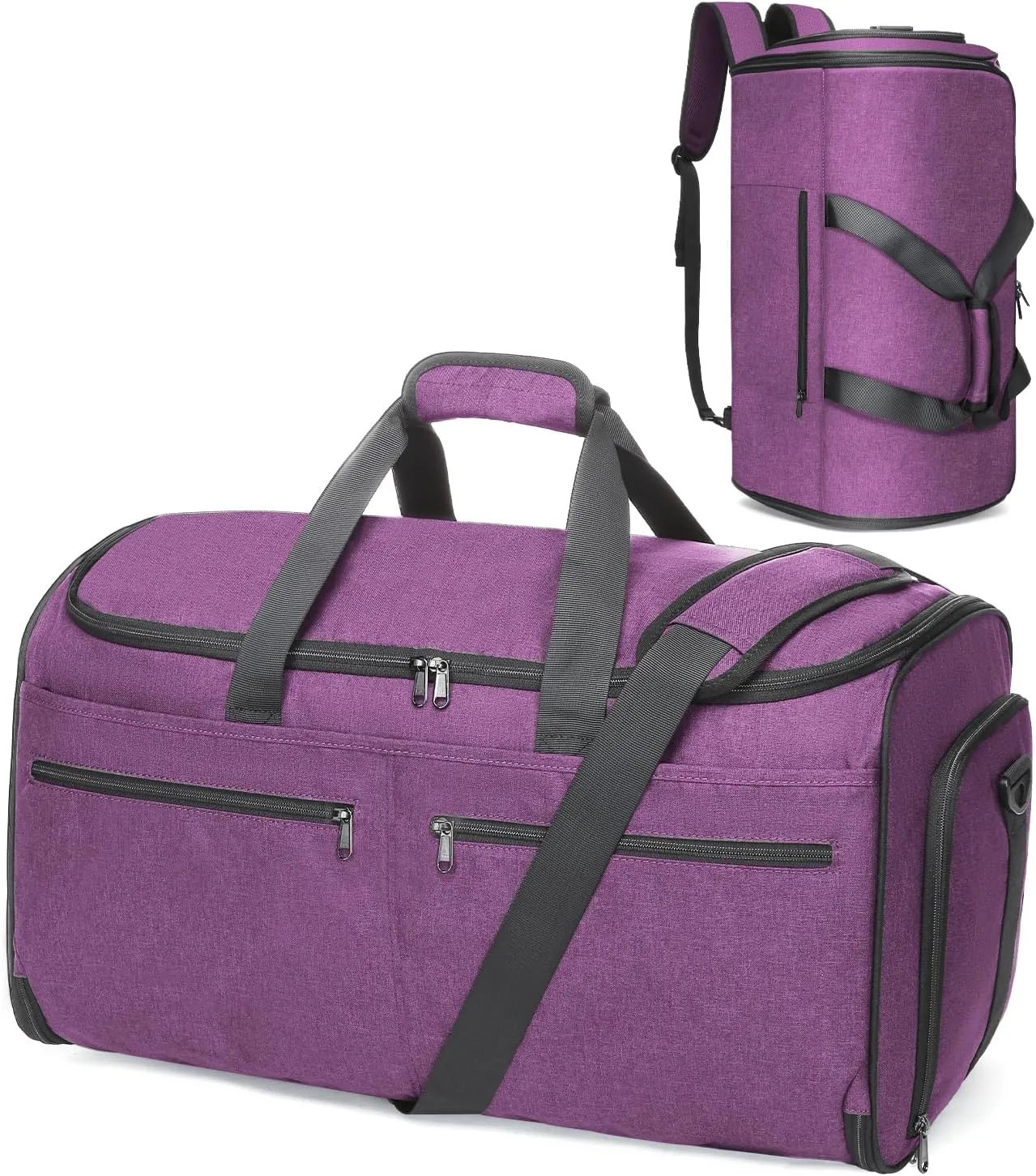 Bukere Carry on Garment Duffle Bag for Travel, Convertible Suit Bag with Backpack Shoulder Straps, Shoe Compartment, Waterproof 3 in 1 Weekender Suit Bag for Men Women